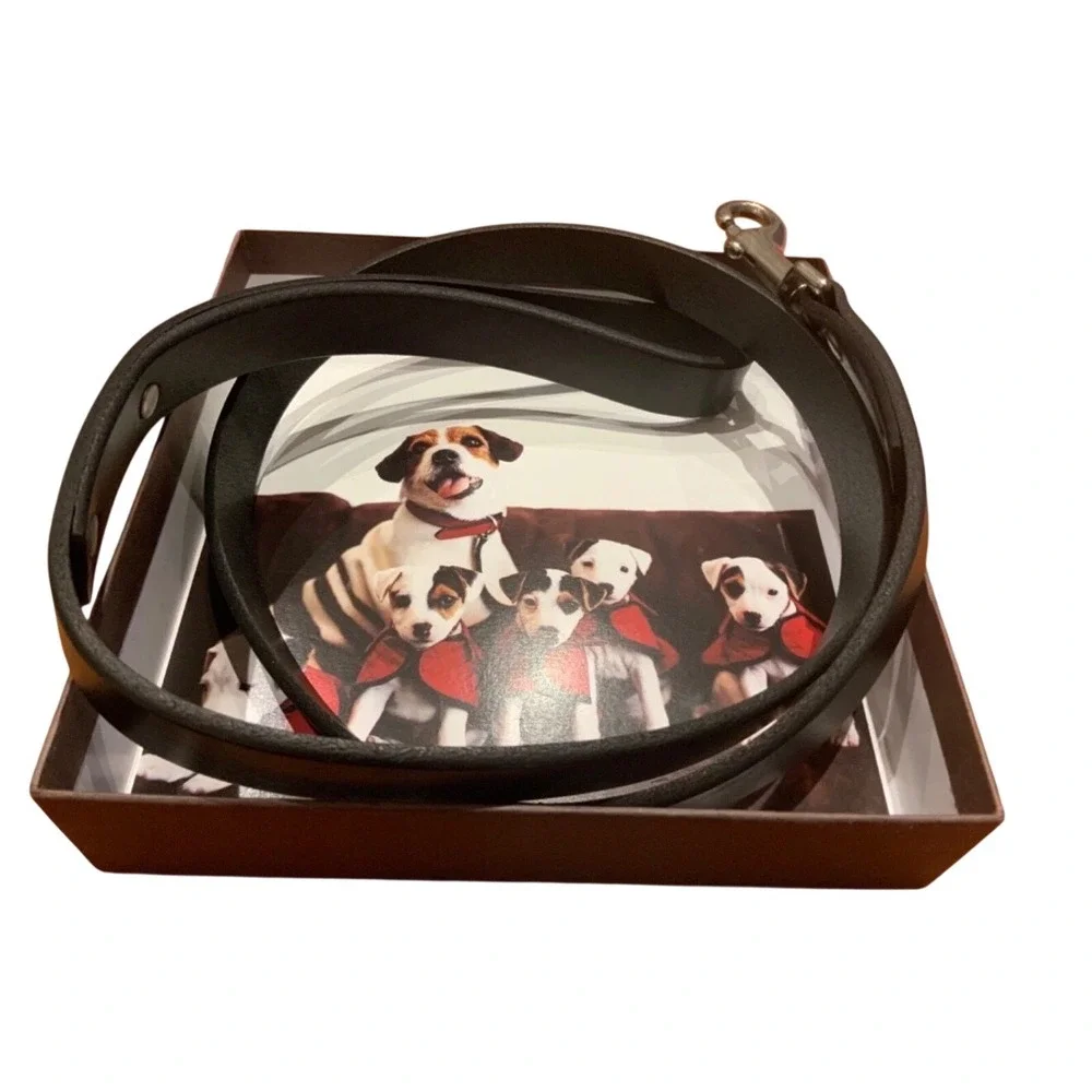 Coach Black Leather Dog Leash Silver Hardware Traditional 4562 Pet Gear Classic